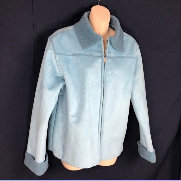 EUC-VINTAGE Izod Suede collar FauxFur Lined Jacket - Picture 1 of 8